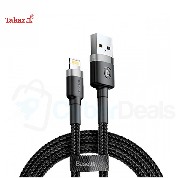 Baseus Cafule 2M Nylon Braided Cable USB To Lightning QC3.0 2A Black-Grey